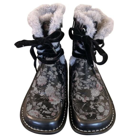 Alegria Twisp Dame TWI-579 Leather and Faux Fur Boots Size 5 Comfort - Picture 3 of 6